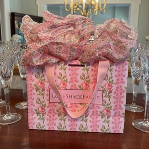 LoveShackFancy Pink Floral Shopping Tote